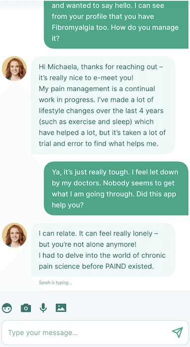 PAIND app showing a chat with a PAIND Ally